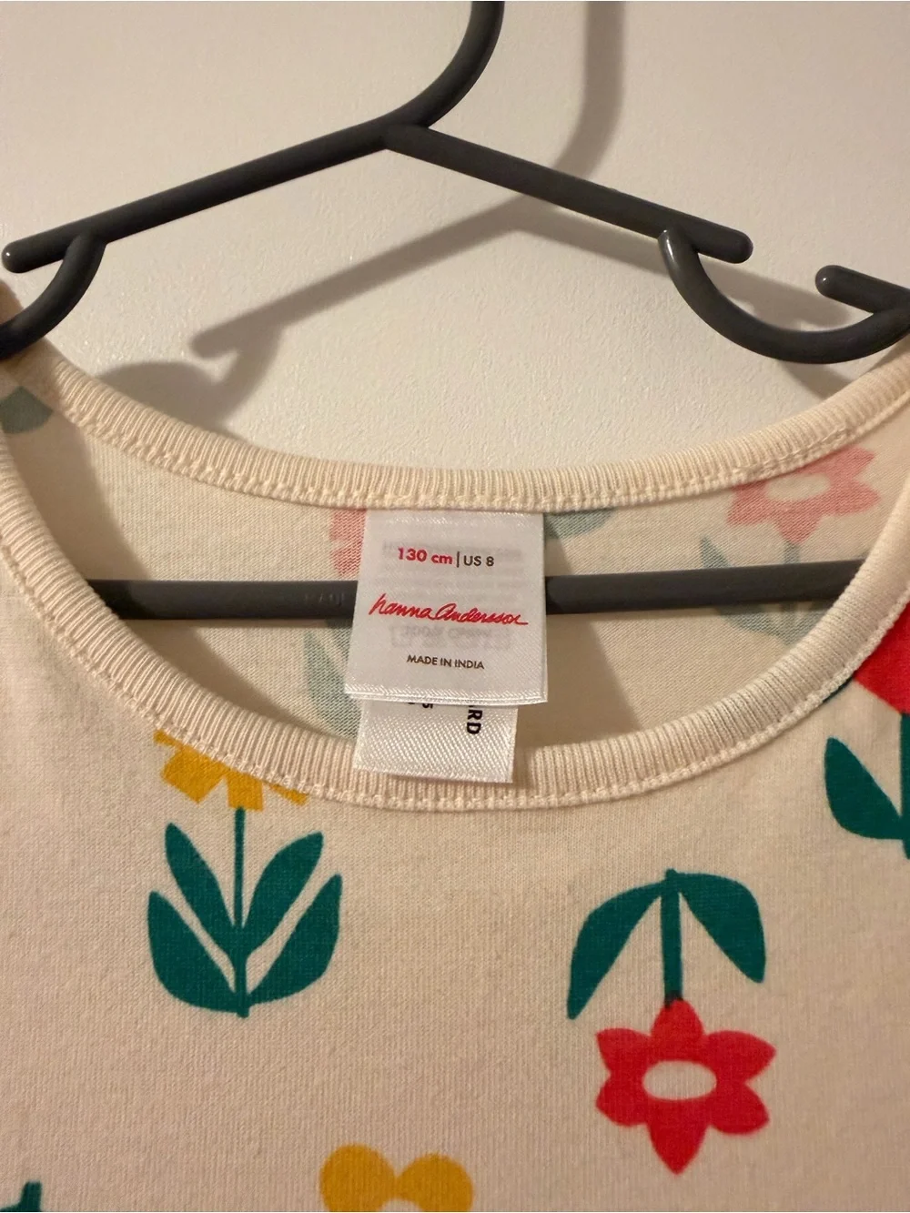 Hanna Andersson Cream Folk Floral Pocket Dress — Size 8 / 130